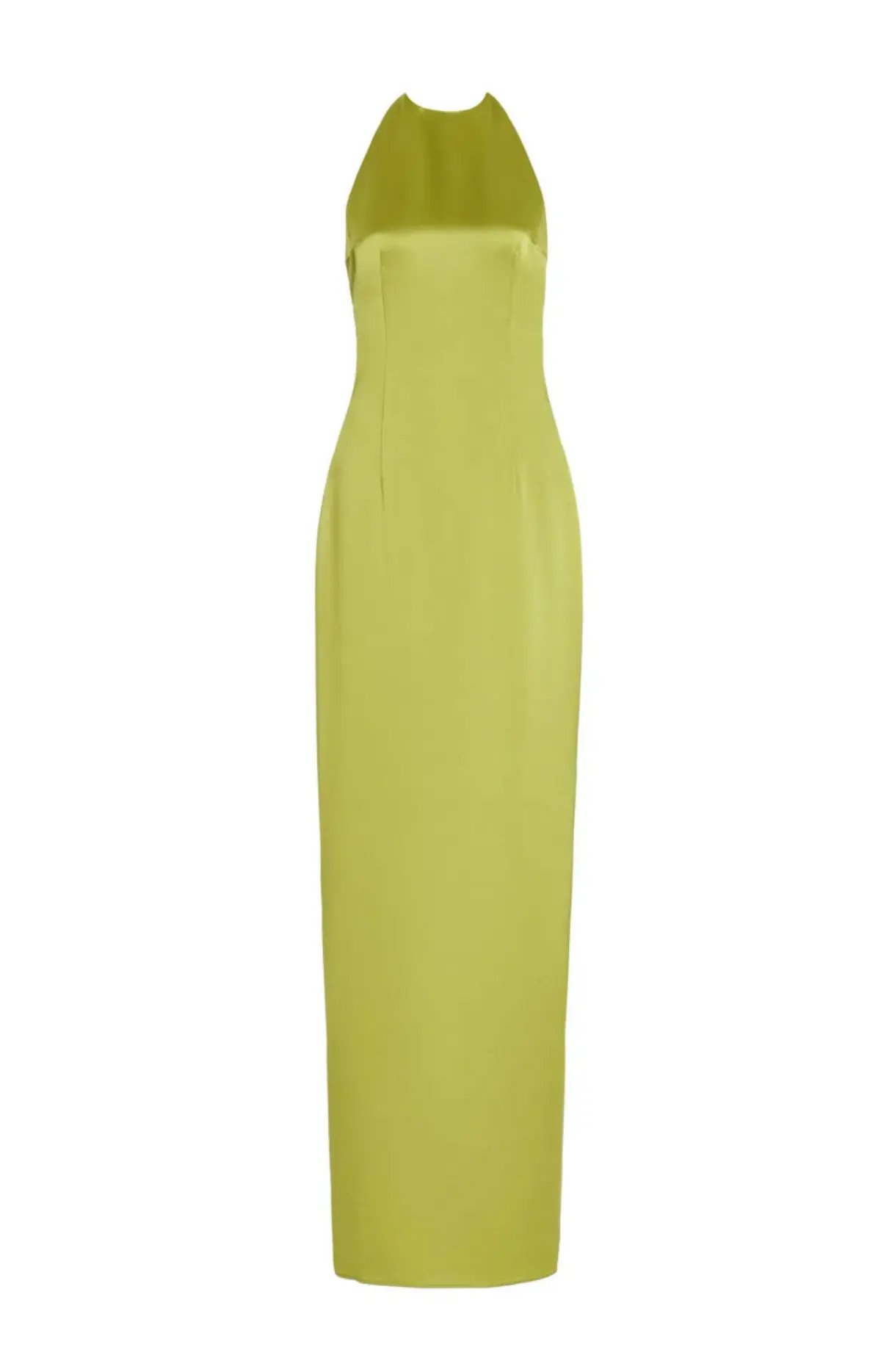 STAUD Janet Satin Halterneck Maxi Dress Lime Green Size 8 photo 4