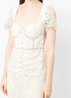 Cream Rose Lace Midi Dress photo 5