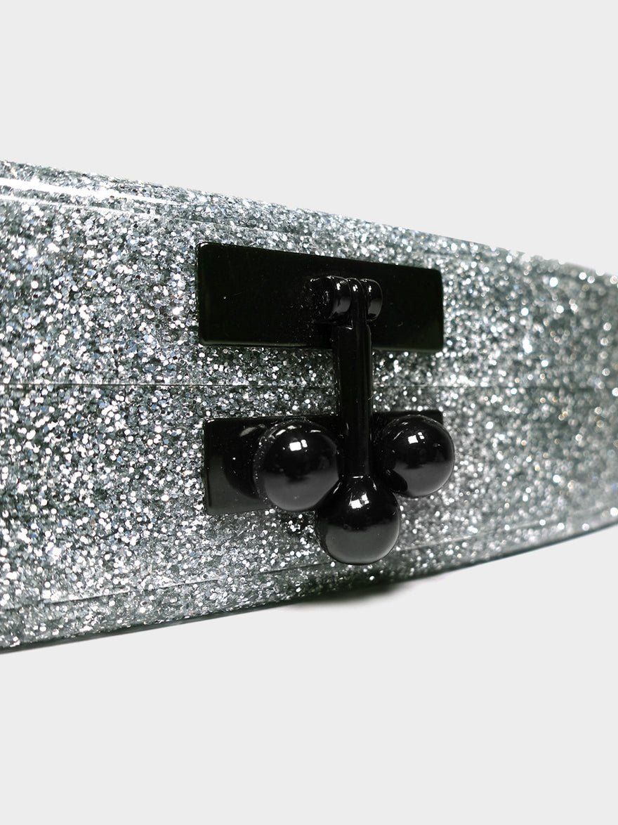 Edie Parker Acrylic Glitter box clutch silver photo 3