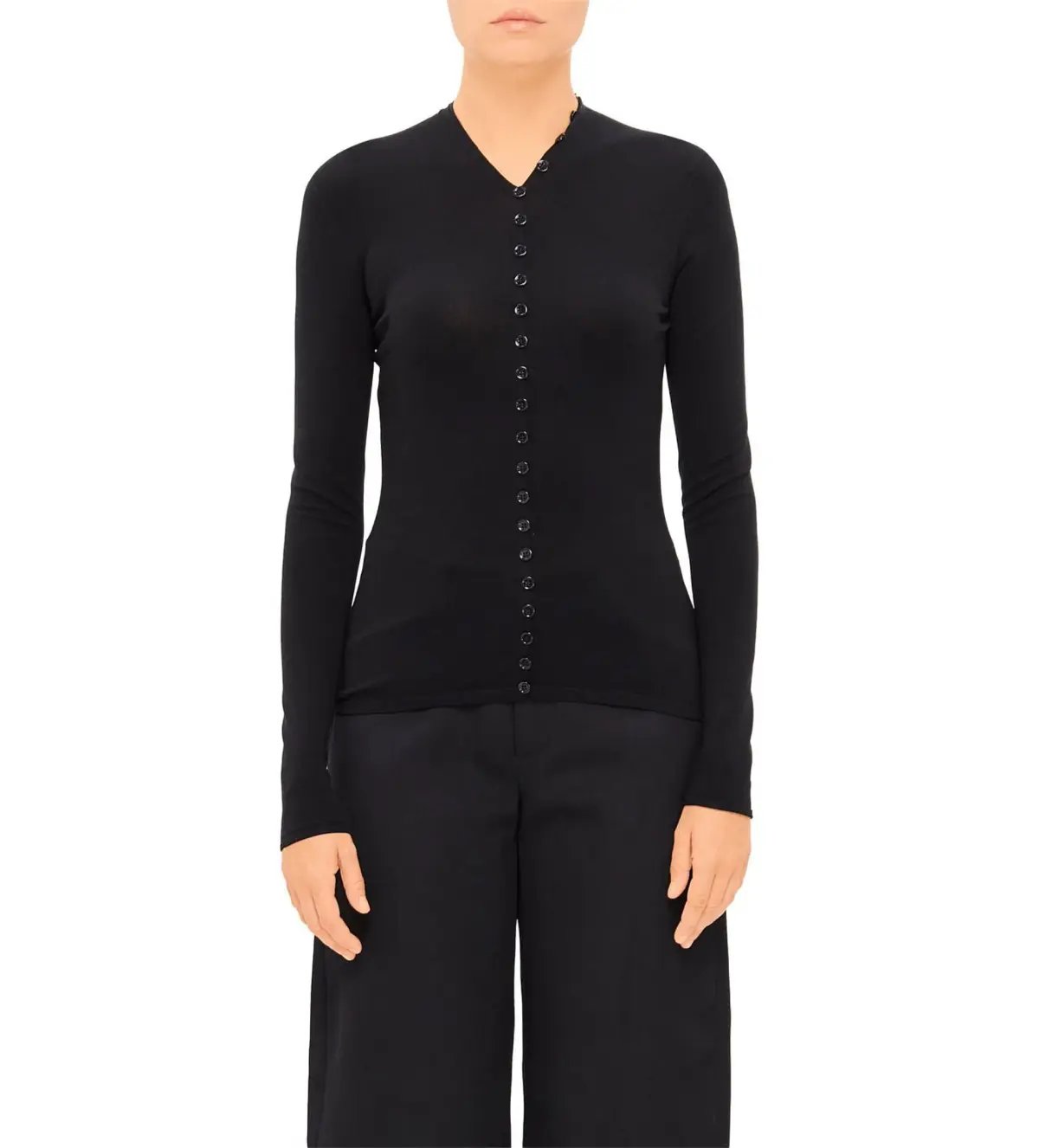 Alexander Wang Long Sleeve High Neck Cardigan Black One Size photo 2