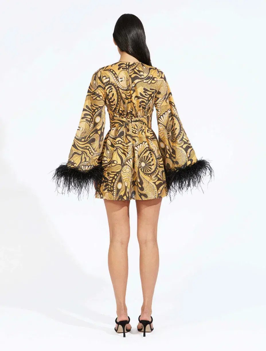 Alice McCall Feather Mini Dress Gold Dust Size AU 6 photo 2