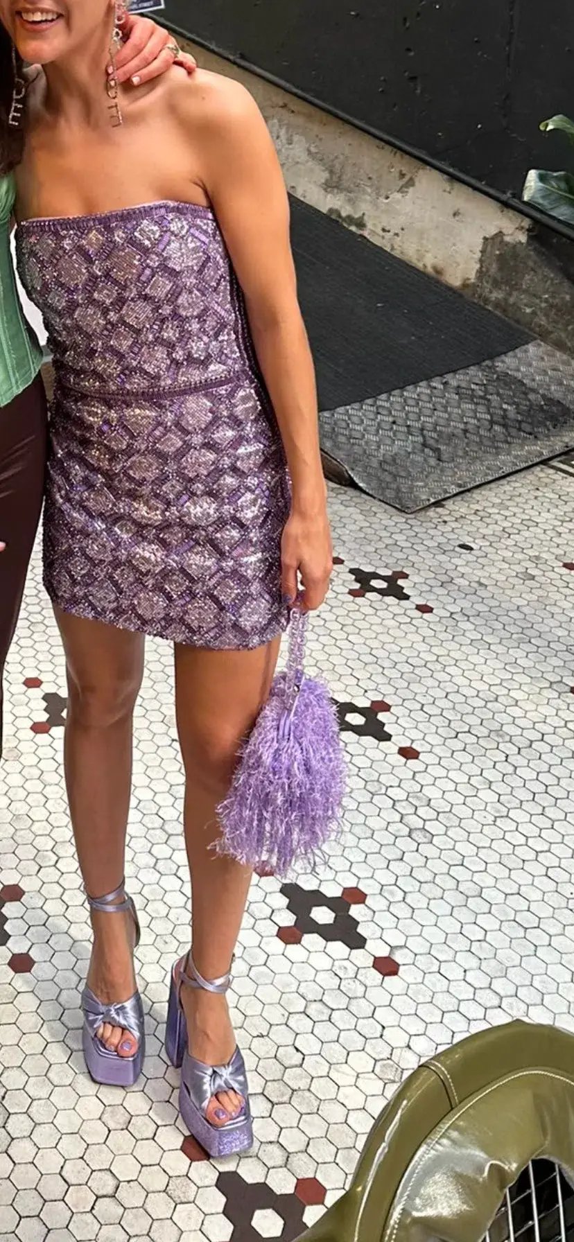 Retrofete ‘Heather’ Lilac Beaded Mini Dress photo 6