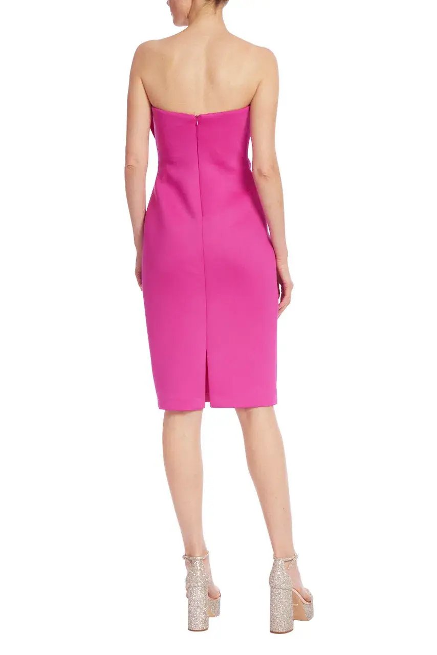 Badgley Mischka Strapless Front Bow Sheath Cocktail Dress Fuchsia Size AU 6 photo 3