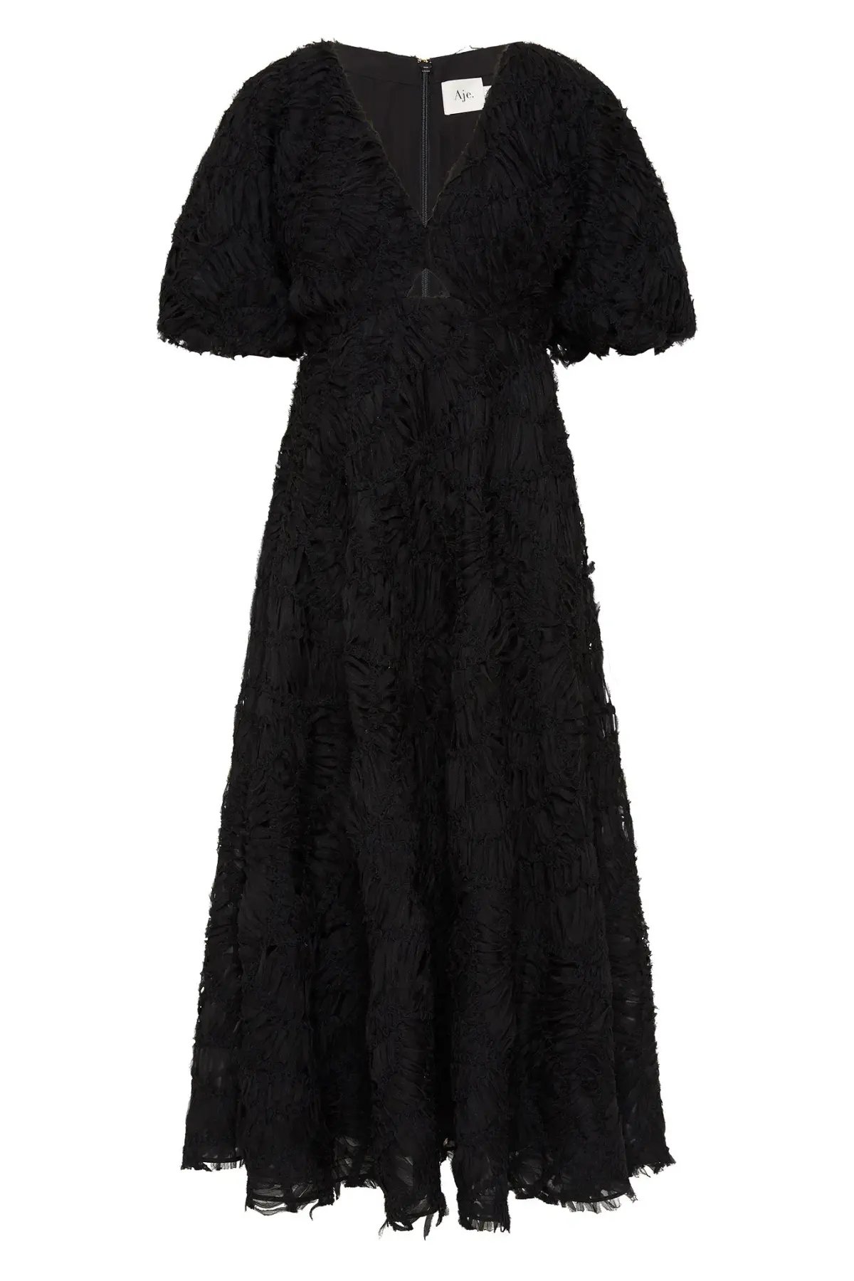 Aje Florential Textured Midi Dress Black Size 12 photo 5