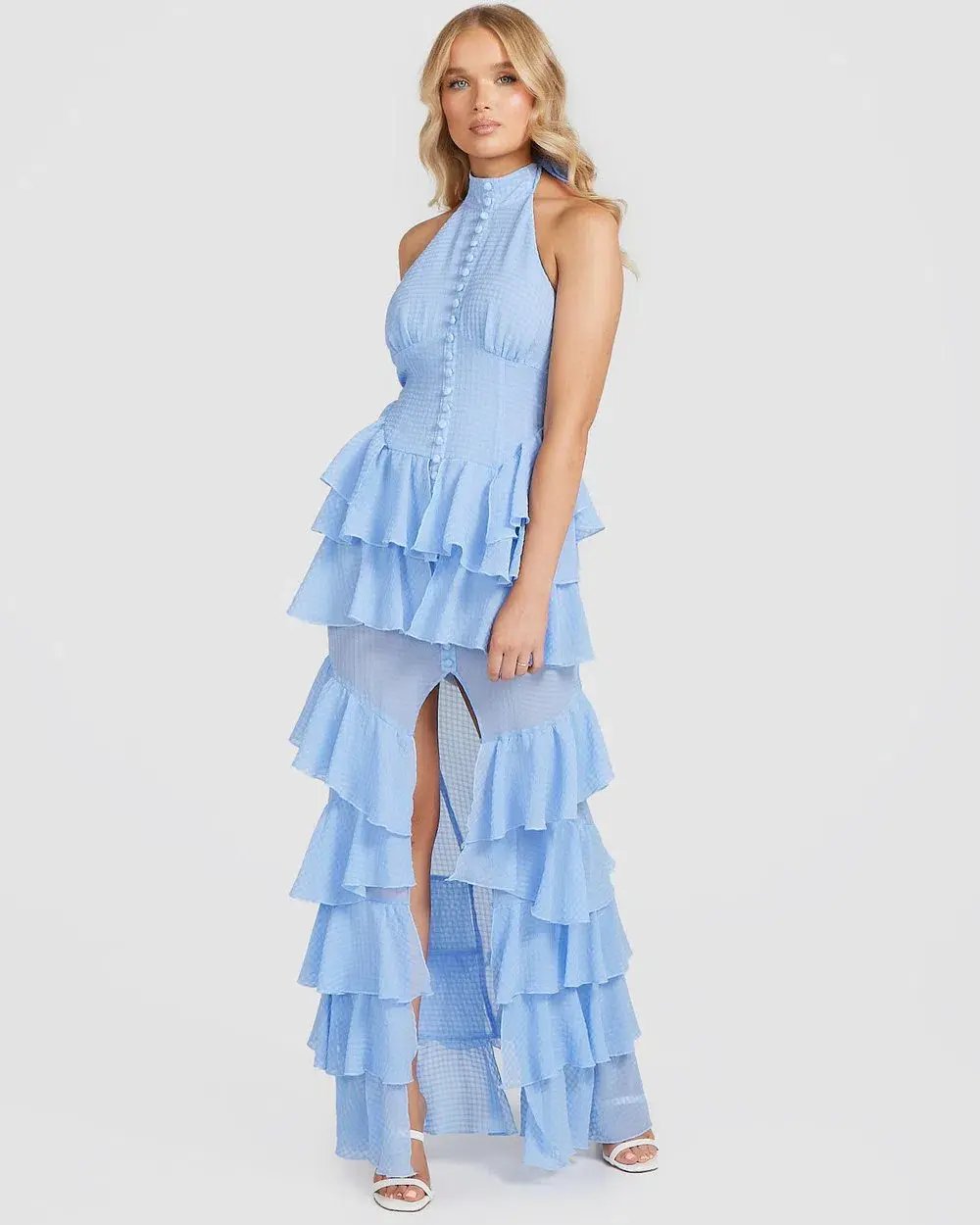 Derma Department Oscar Pale Blue Maxi Dress Size 8 photo 3