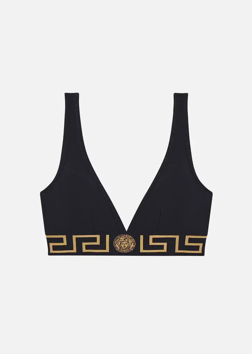 Versace Greca Border Bralette Black Size 1/AU 10 photo 2