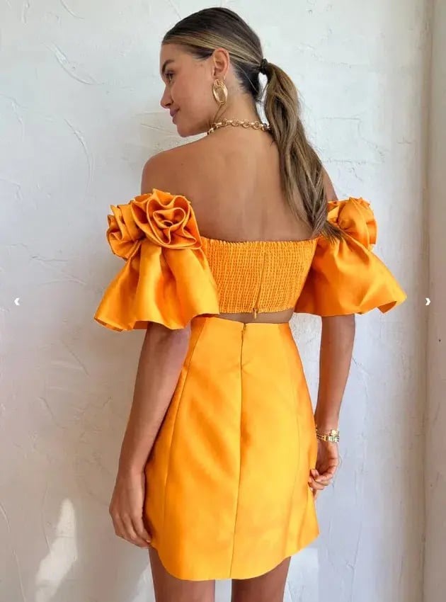 Alemais Macie Rosette Mini Dress in Saffron Yellow Size 8 photo 4
