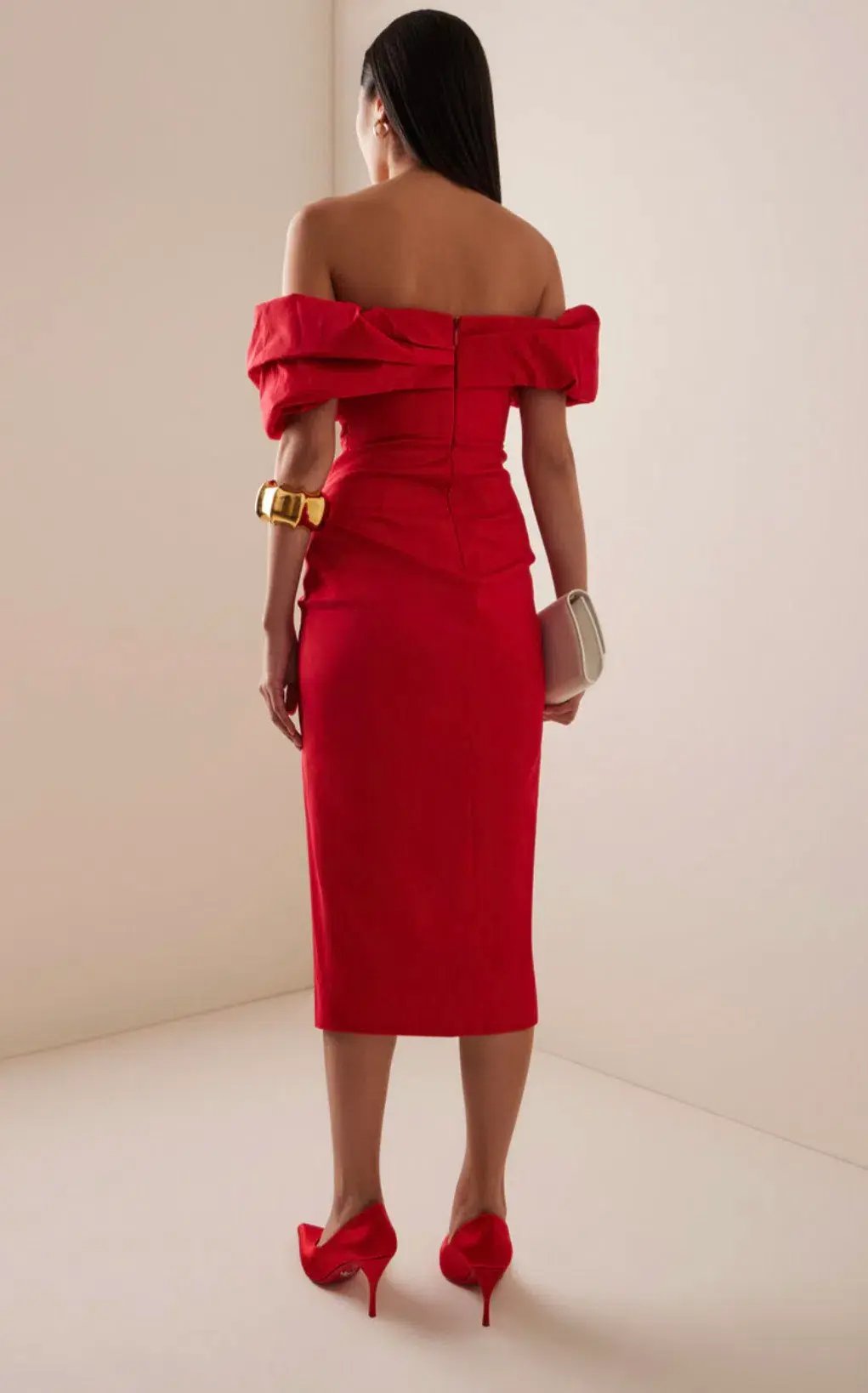 Rachel Gilbert Gia Midi Dress Red 3 / AU 12 photo 3