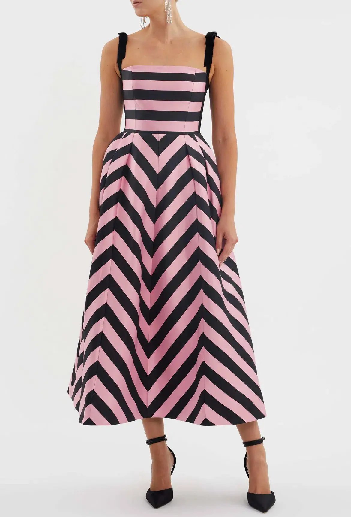 Rebecca Vallance Jocelyn Midi Dress Stripe Size 8 photo 2