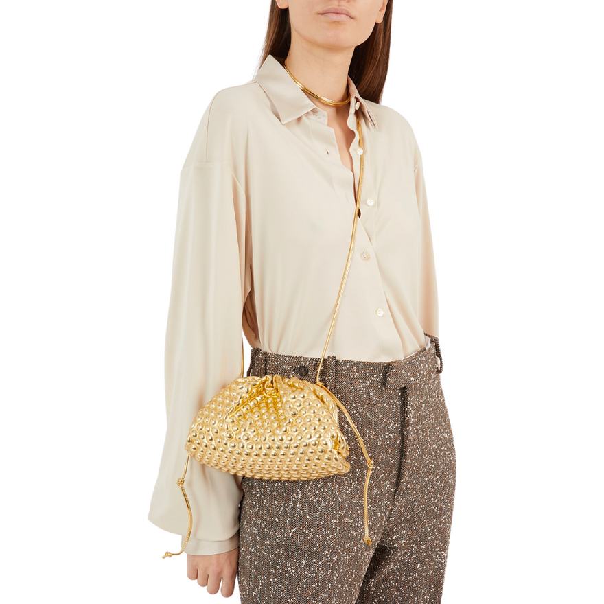 Bottega Veneta Mini Leather Clutch (gold) photo 3