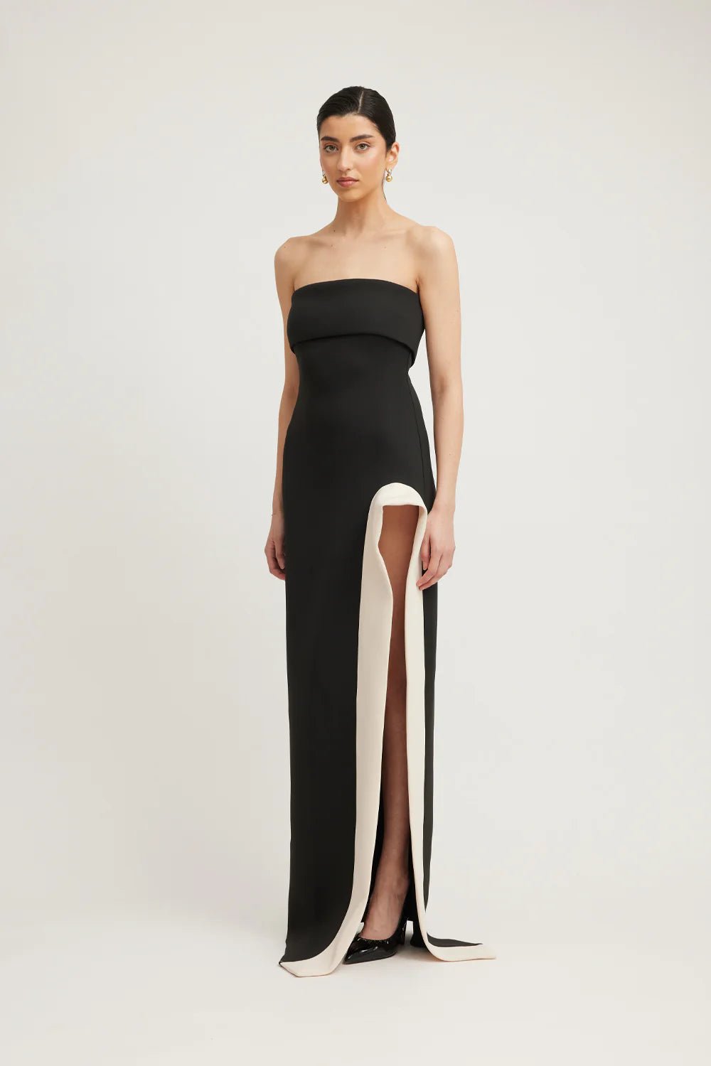 TOJHÀ OCTAVIA DRESS - BLACK/CHAMPAGNE BEIGE photo 3