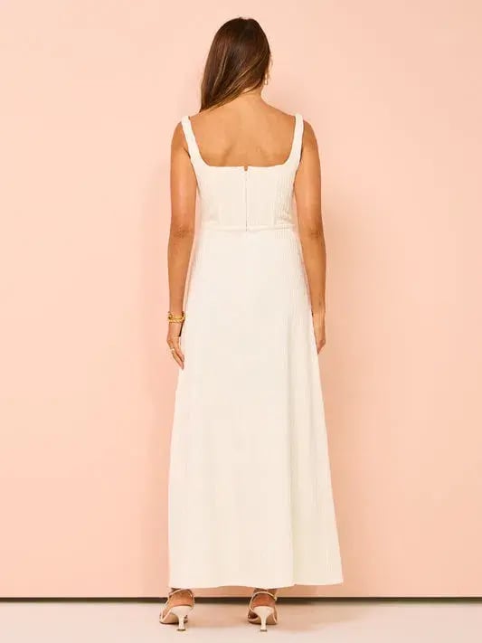 Issy Cupped Rib Maxi Dress In Off White Size 14 photo 2