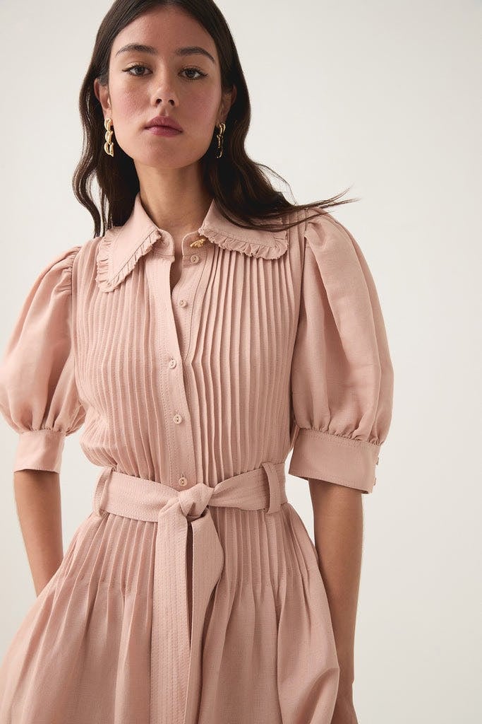 Aje Madeleine Belted Midi Dress in Blush photo 3