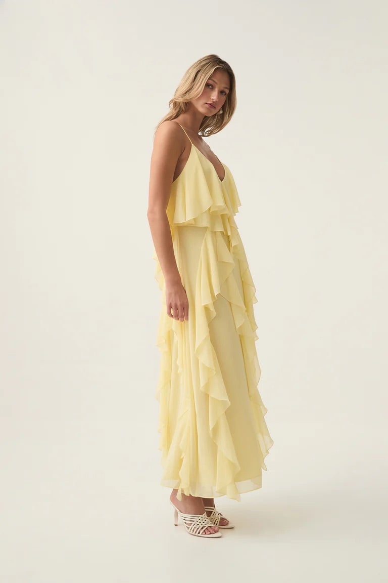 Aje Valentine Frill Maxi Dress - Acacia Yellow photo 2