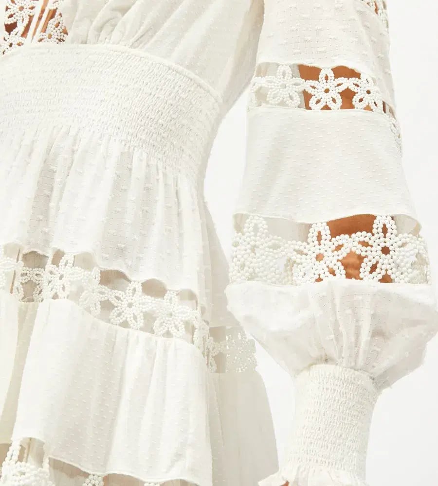 Zimmermann Primrose Daisy Embroidered Lace Short Dress White Size 1 / AU 10 photo 4