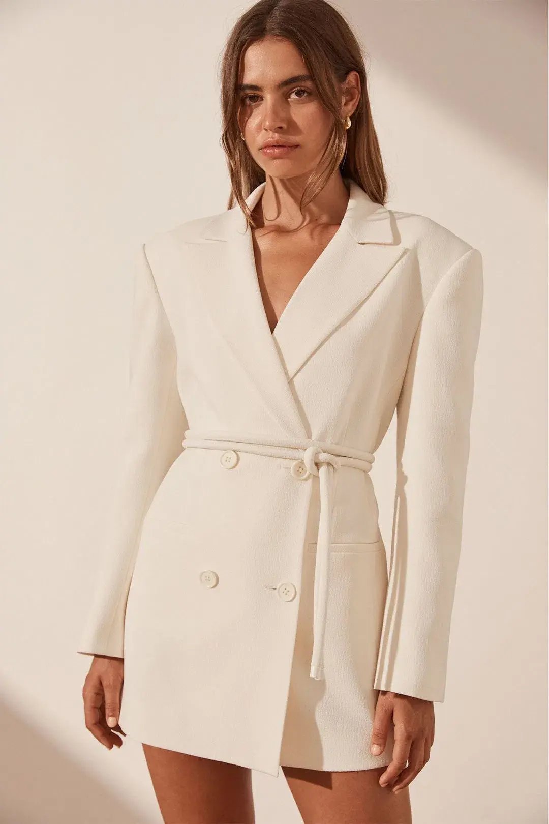 Shona Joy Amura Blazer Dress with Belt Cream Size 8 photo 2