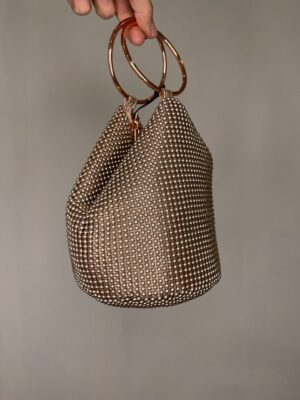 Olga Berg Bianca Mesh Handle Bag Rose Gold photo 2