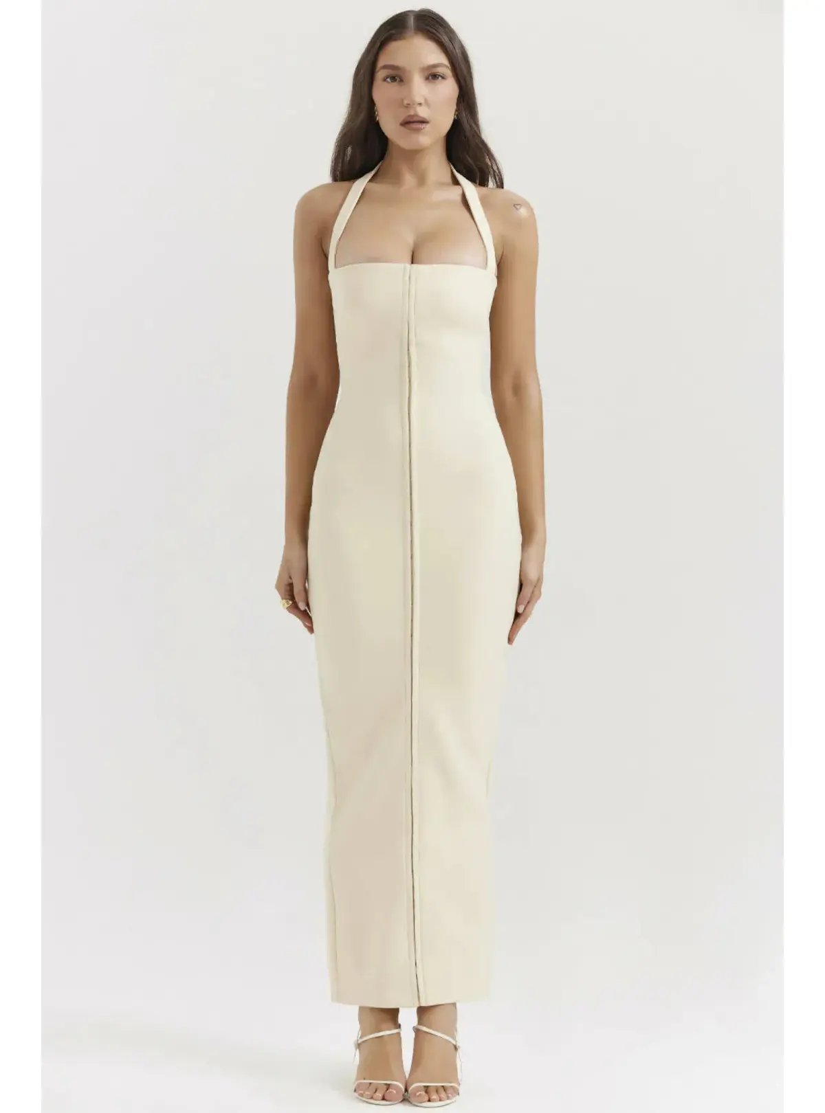 House Of CB Mia Halter Maxi Dress Yellow Size AU 8 photo 3