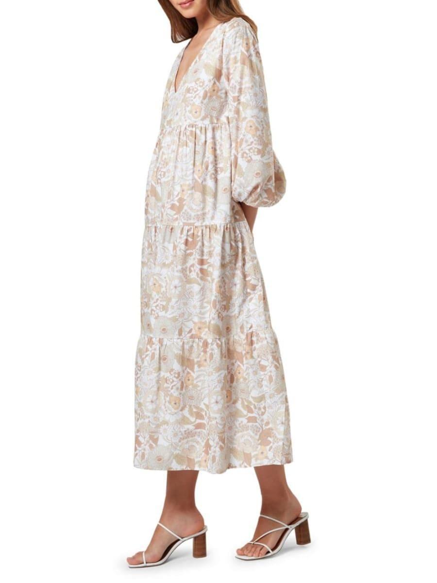 Charlie Holiday Agatha Floral Tiered Cotton Dress Print Size 8 photo 5