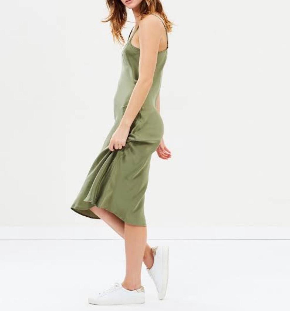 Silk Laundry 90s Silk Slip Dress Khaki Size 8 photo 2