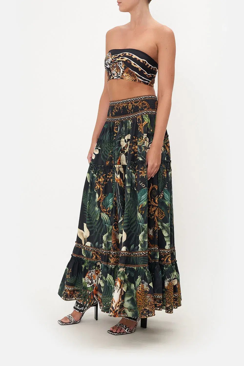 Camilla 4 Tiered Gathered Maxi Skirt Easy Tiger Size M / AU 12 photo 2