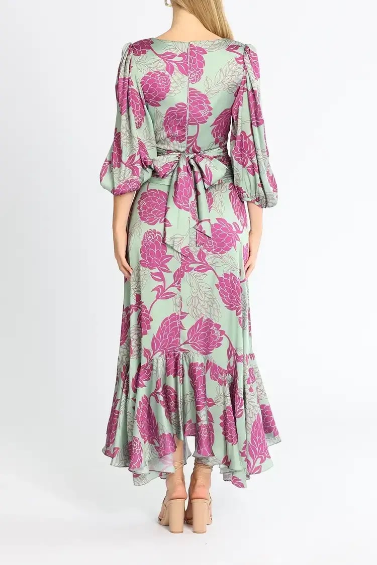 PatBo Celia Print Dress in Aqua Size 8 photo 3