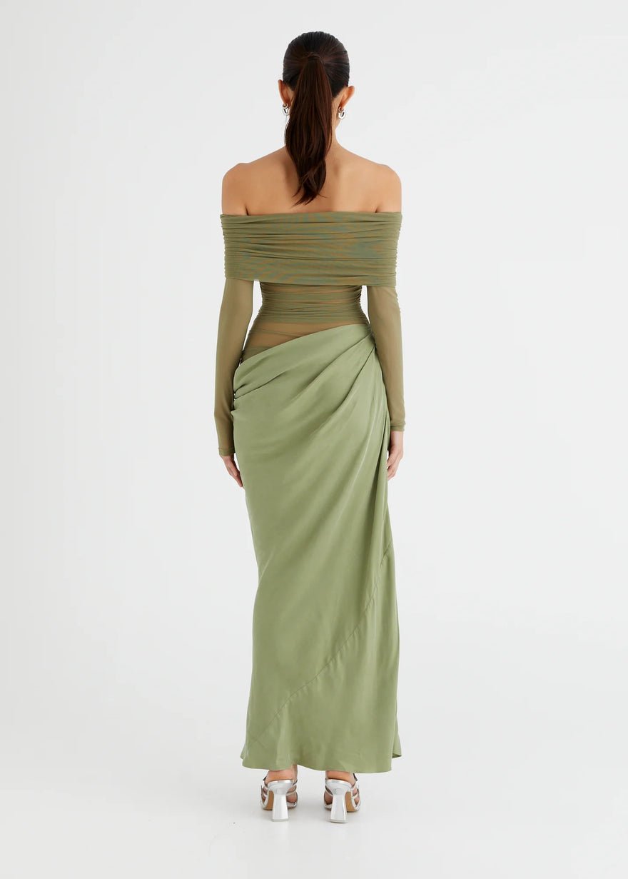 Benni Yasmin Off-shoulder Maxi Dress Khaki photo 2