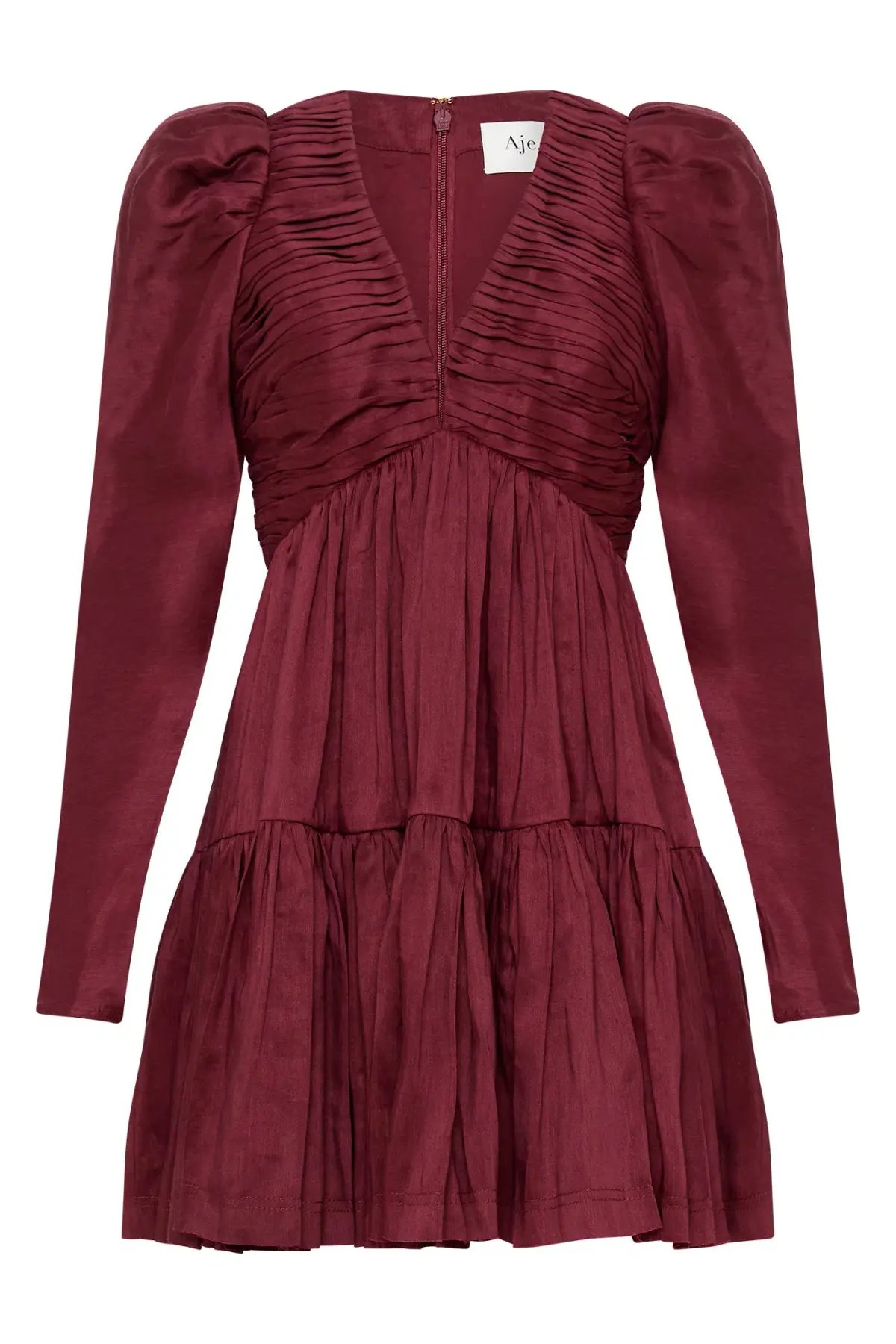 Aje Impasto Ruched Mini Dress Burgundy Size AU 10 photo 4