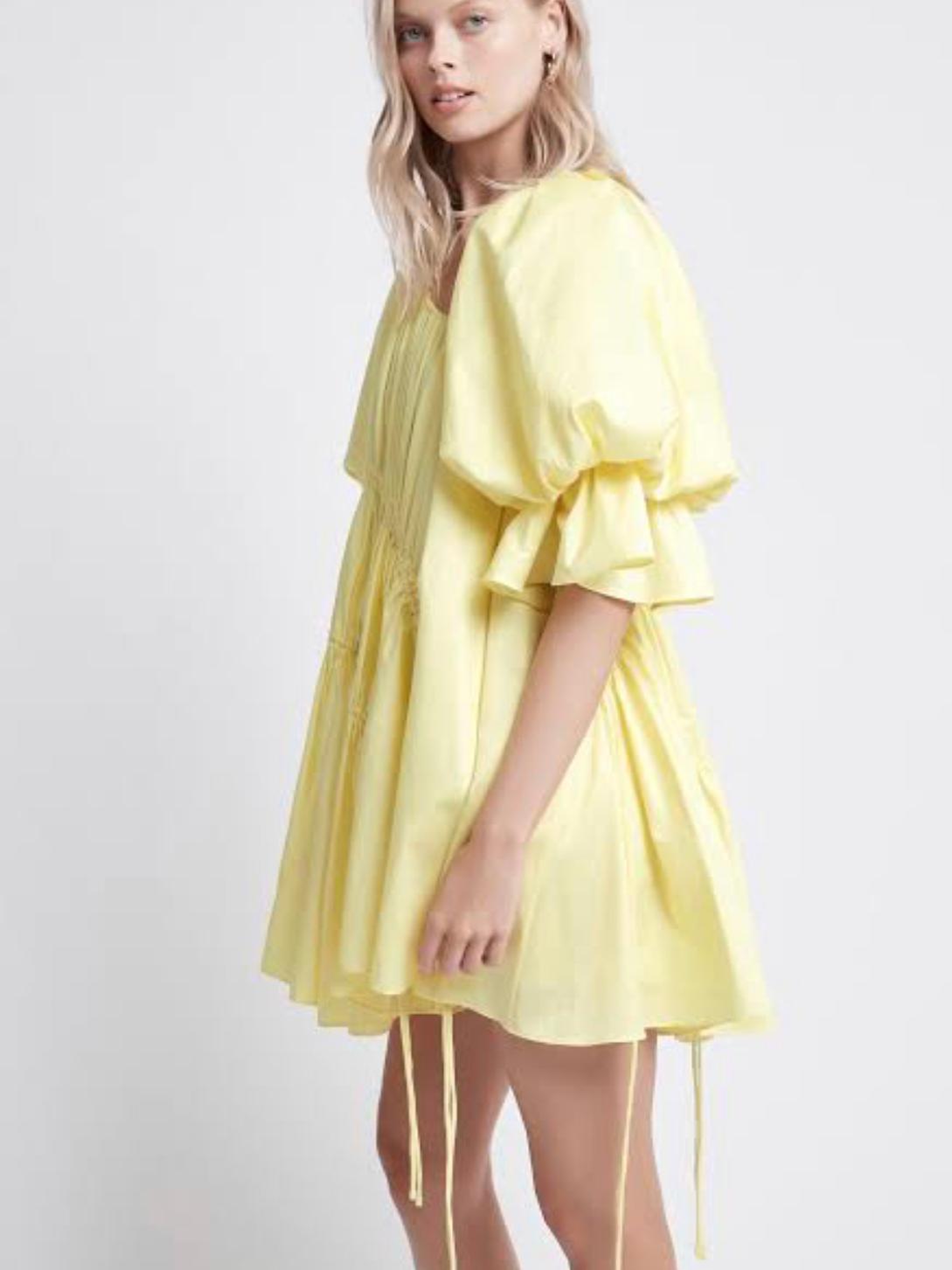 Aje Hushed Asymmetric Dress Yellow Size 6 photo 2