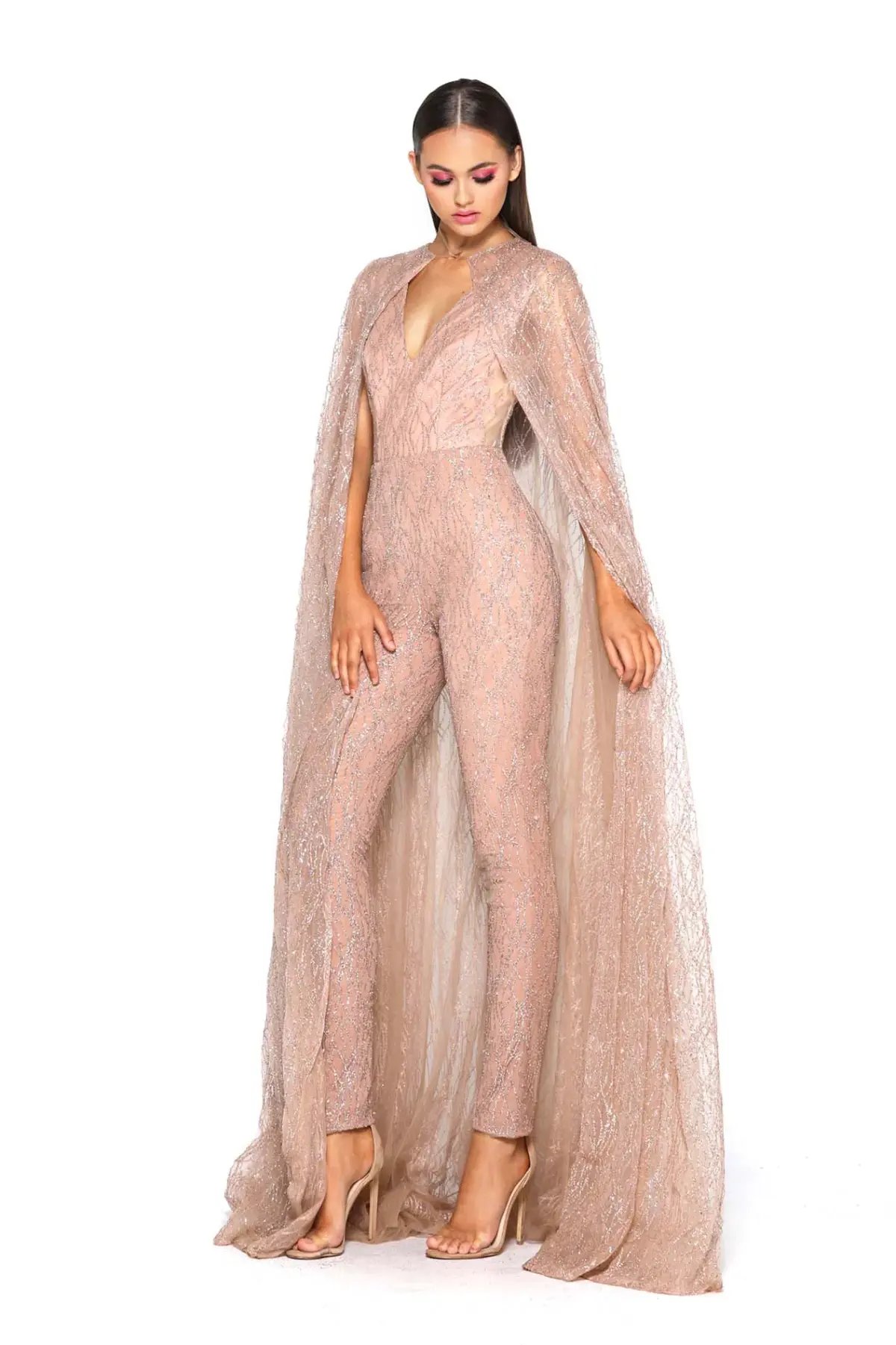 Portia and Scarlett Savanah Rose Gold Jumpsuit Size S photo 3