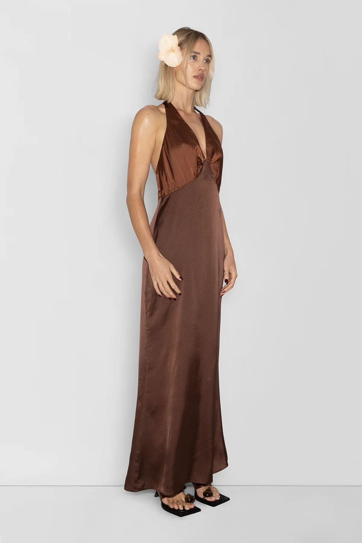 THE WOLF GANG OAHU SLIP DRESS - CHOCOLATE photo 5