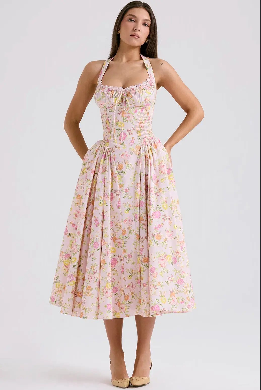 House of CB Adabella Halter Midi Sundress Meadow Print Size L / AU 14 photo 2