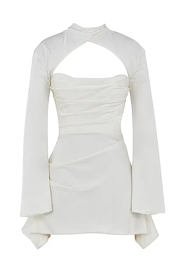 House of CB Toira Draped Corset Mini Dress White Size 8 photo 5
