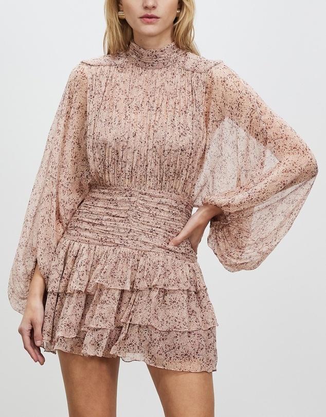 Shona Joy Paulette Long Sleeve Ruched Mini Dress Print Size 8 photo 5