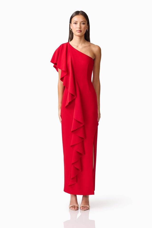 Elliatt Lila Asym Gown - Crimson photo 4