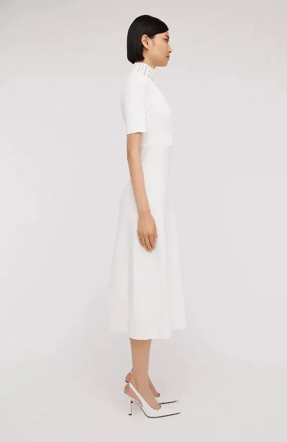 Scanlan Theodore Crepe Knit Daisy Soft Dress in Ivory/Cream Size S / AU 8 photo 2