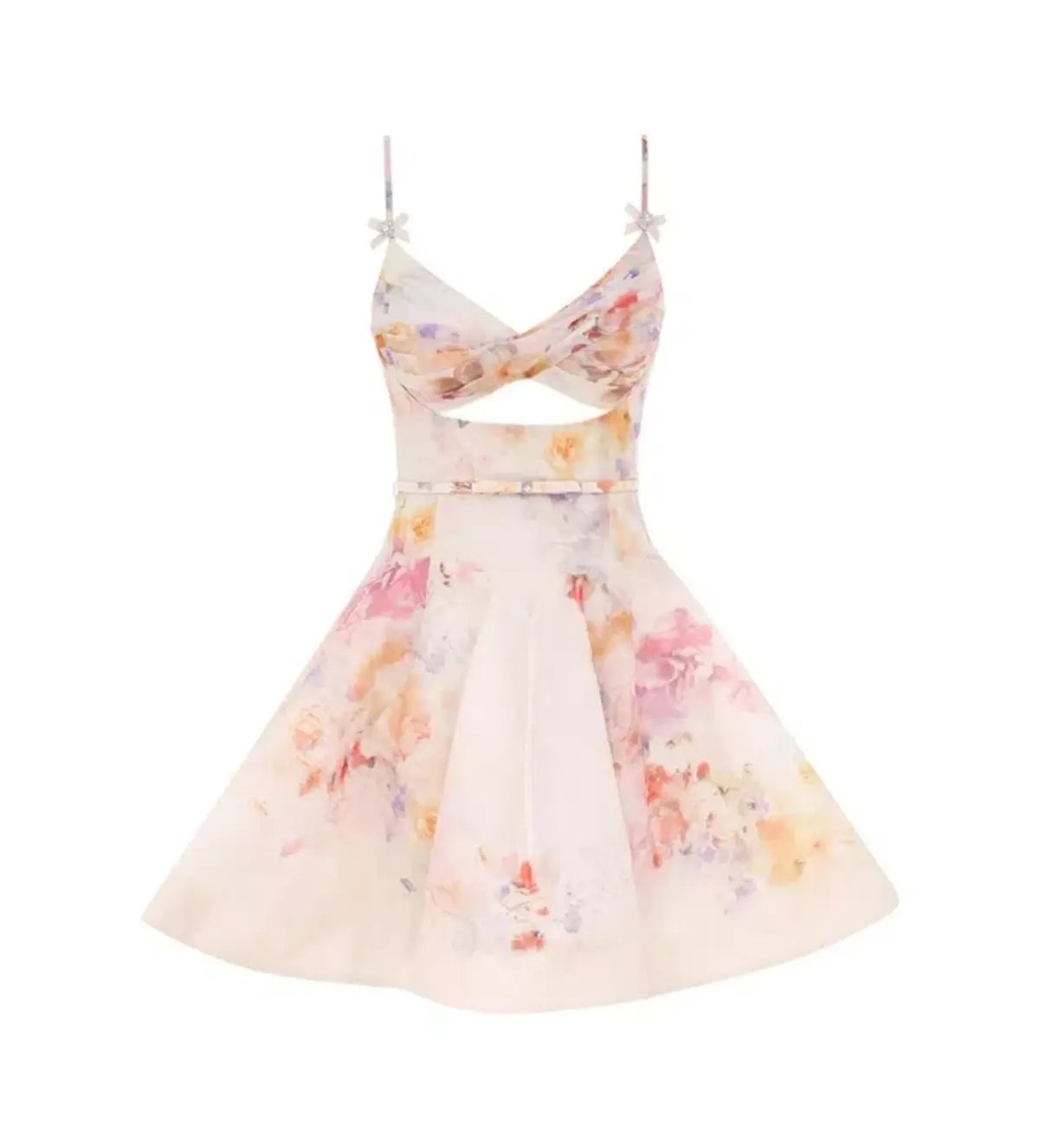 Zimmermann Crush Twist Front Mini Dress Multi Floral Size 12 photo 5