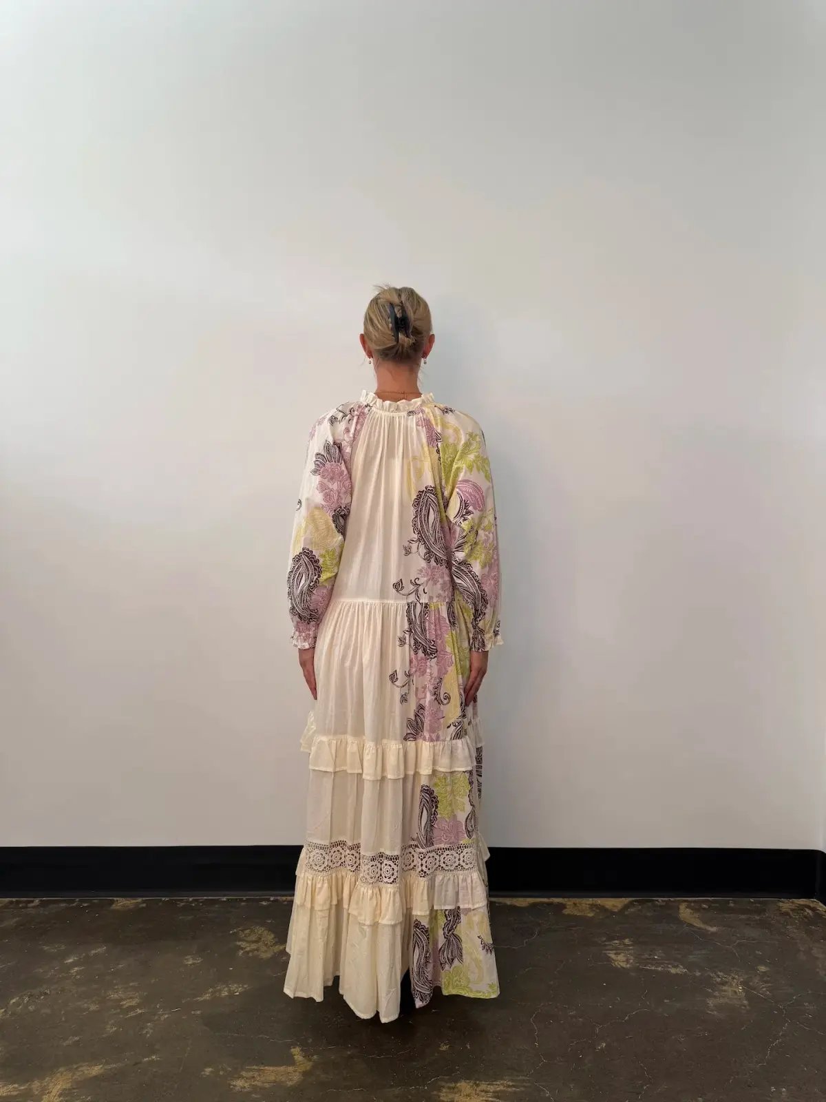 Bohemian Traders Castello Ruffle Maxi Dress Cream Size 12 photo 2