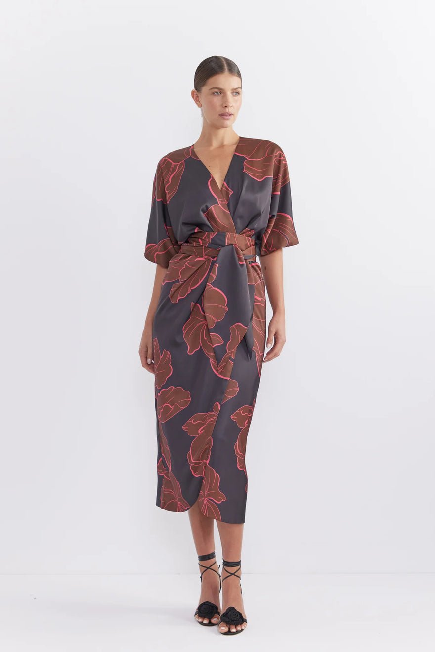 Pasduchas Farah Wrap Midi Dress - Dark Floral photo 2