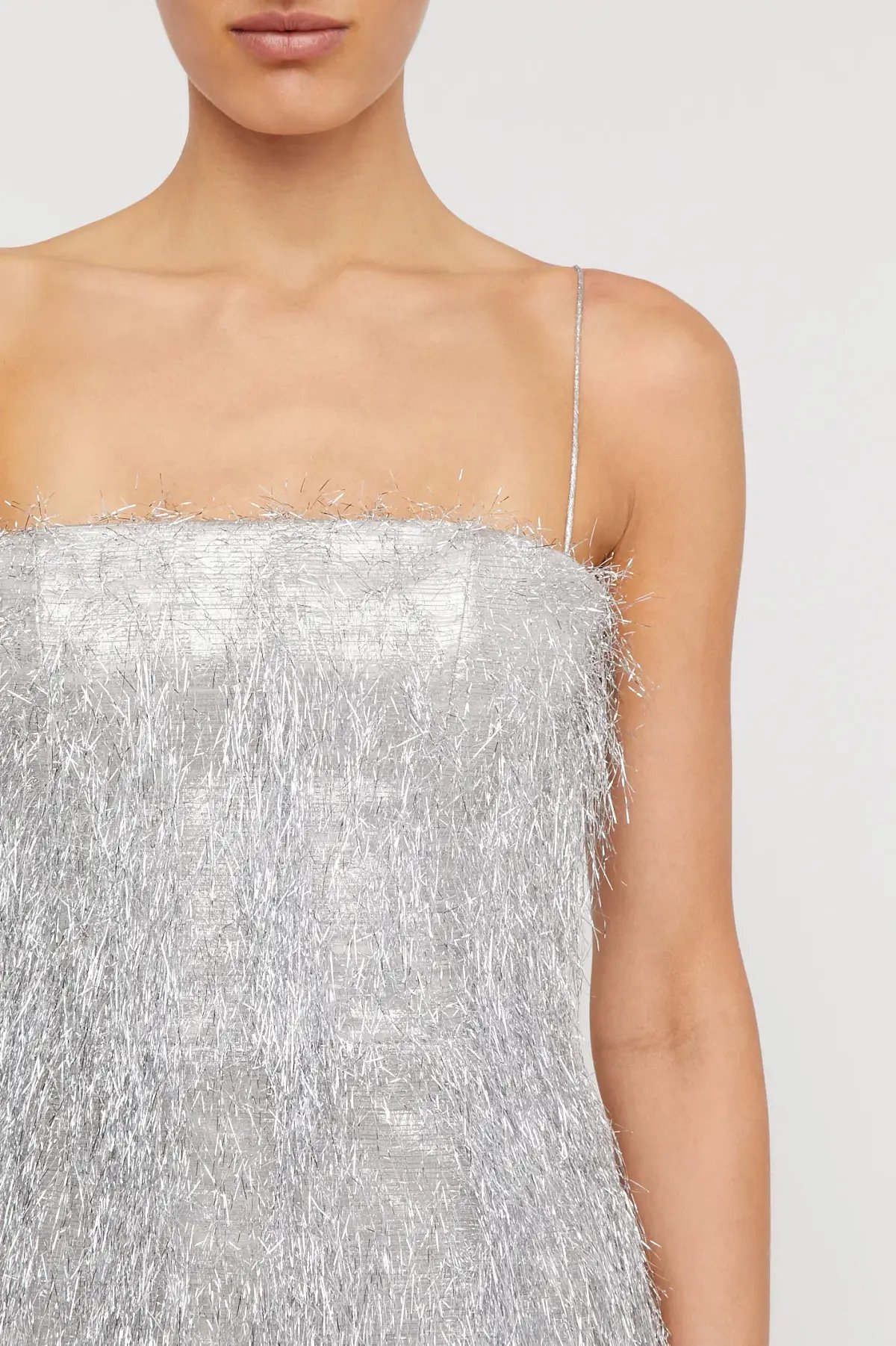 Scanlan Theodore Tinsel Mini Dress Silver Size 8 photo 2