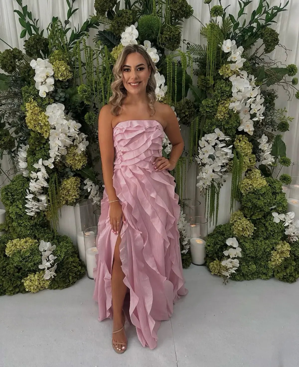 Aje Allairie Gown Chalk Pink Size 14 photo 4