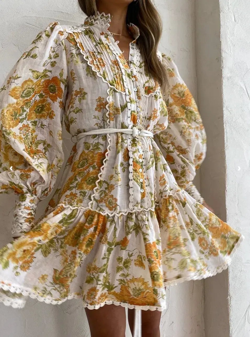 Alemais Songbird Mini Dress Print Yellow Size 8 photo 3