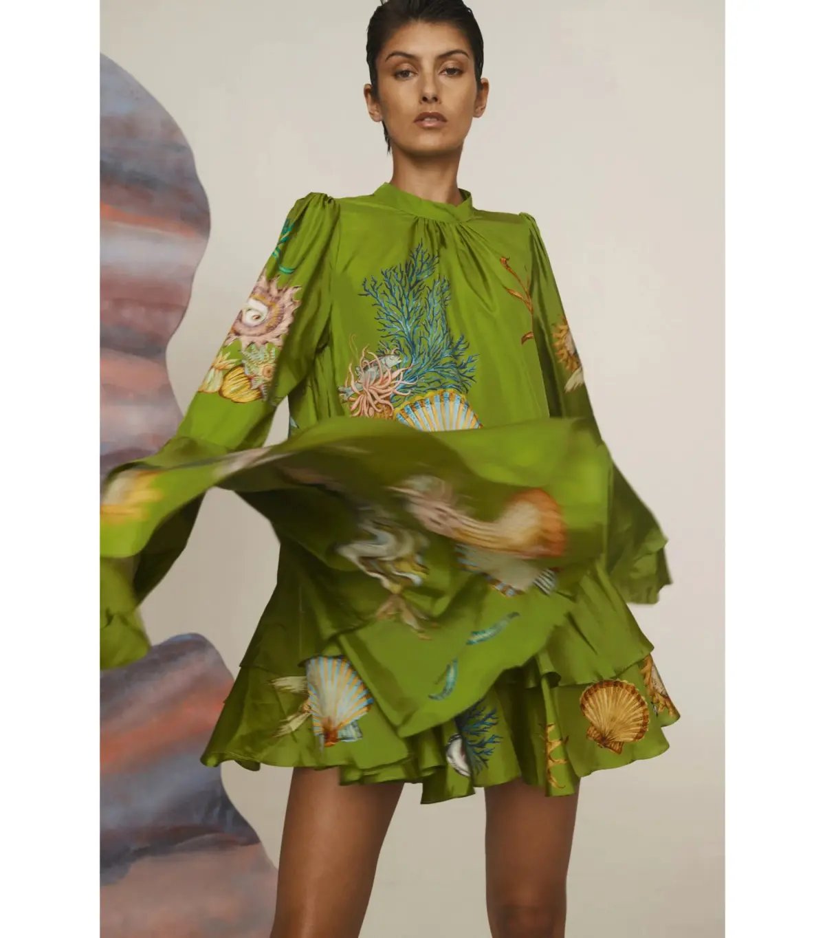 Alemais Aquatica Silk Mini Dress Green Size AU 8 photo 2