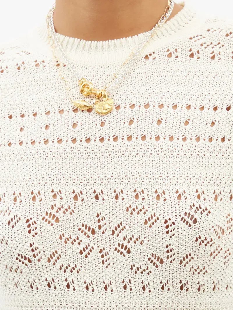 Zimmermann Postcard Cotton Lace-Knitted Midi White Size 0/ AU 8 photo 5