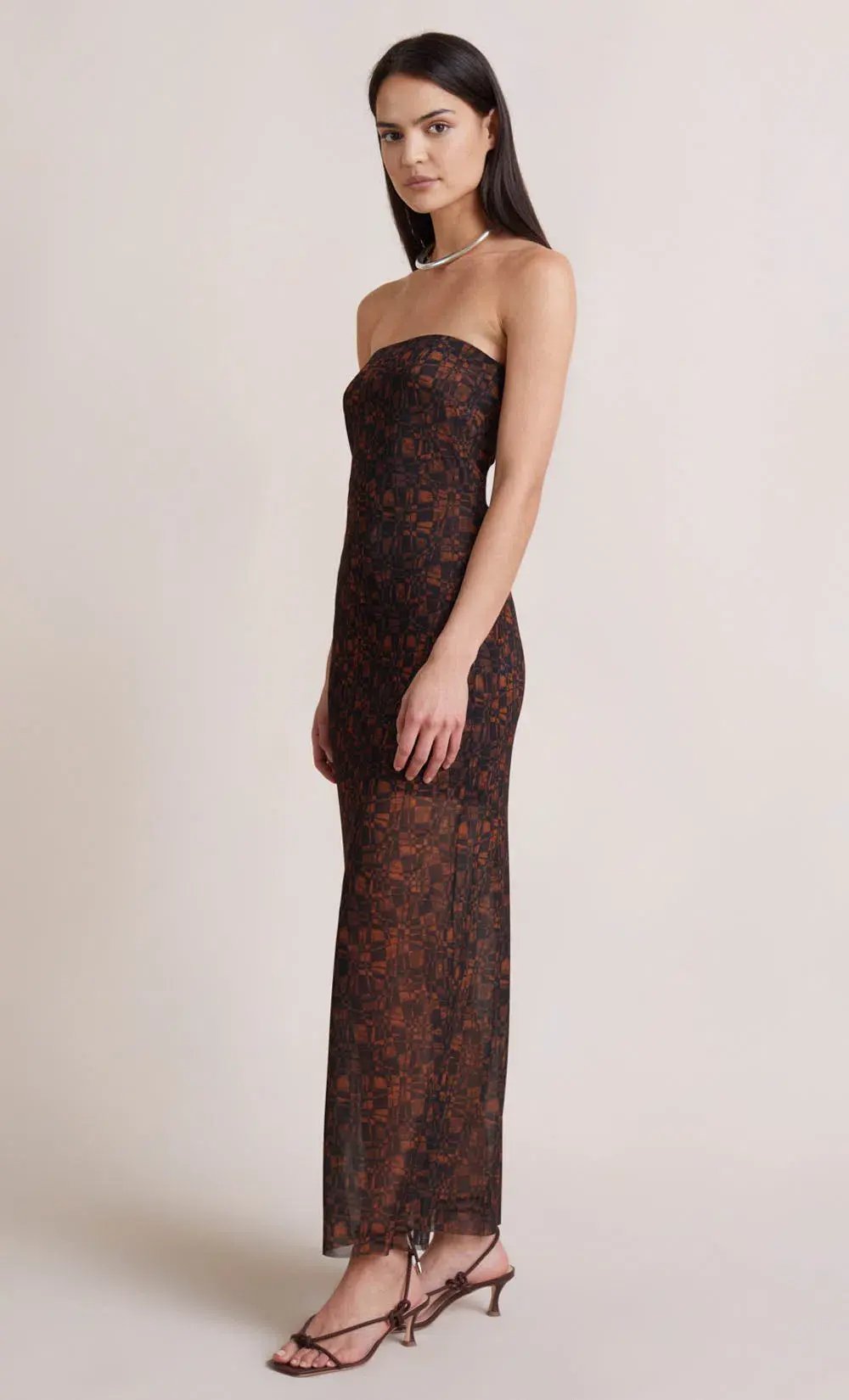 Bec & Bridge Checkmate Strapless Maxi Dress Print Size AU 6 photo 2