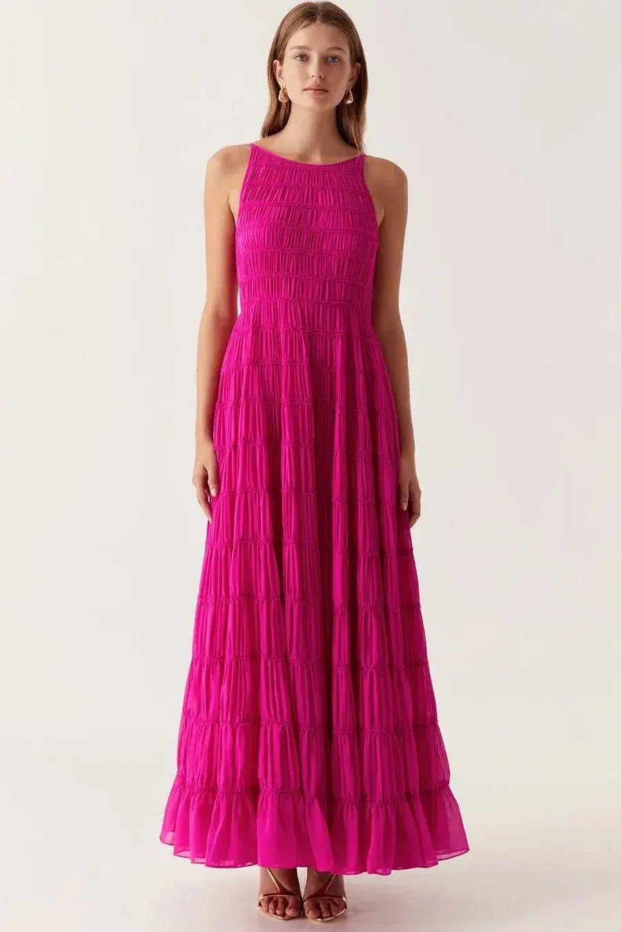 Aje Rosewood Ruched Maxi Dress Magenta Size 14 photo 6
