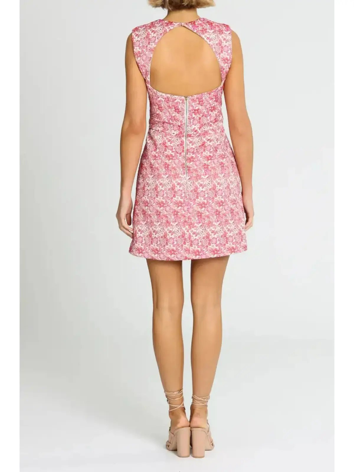 Rebecca Vallance Estelle Mini Dress Pink Print Size AU 12 photo 2