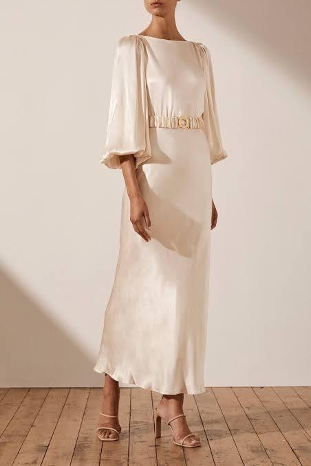 Shona Joy La Lune Balloon Sleeve Midi Dress White Size 12 photo 2