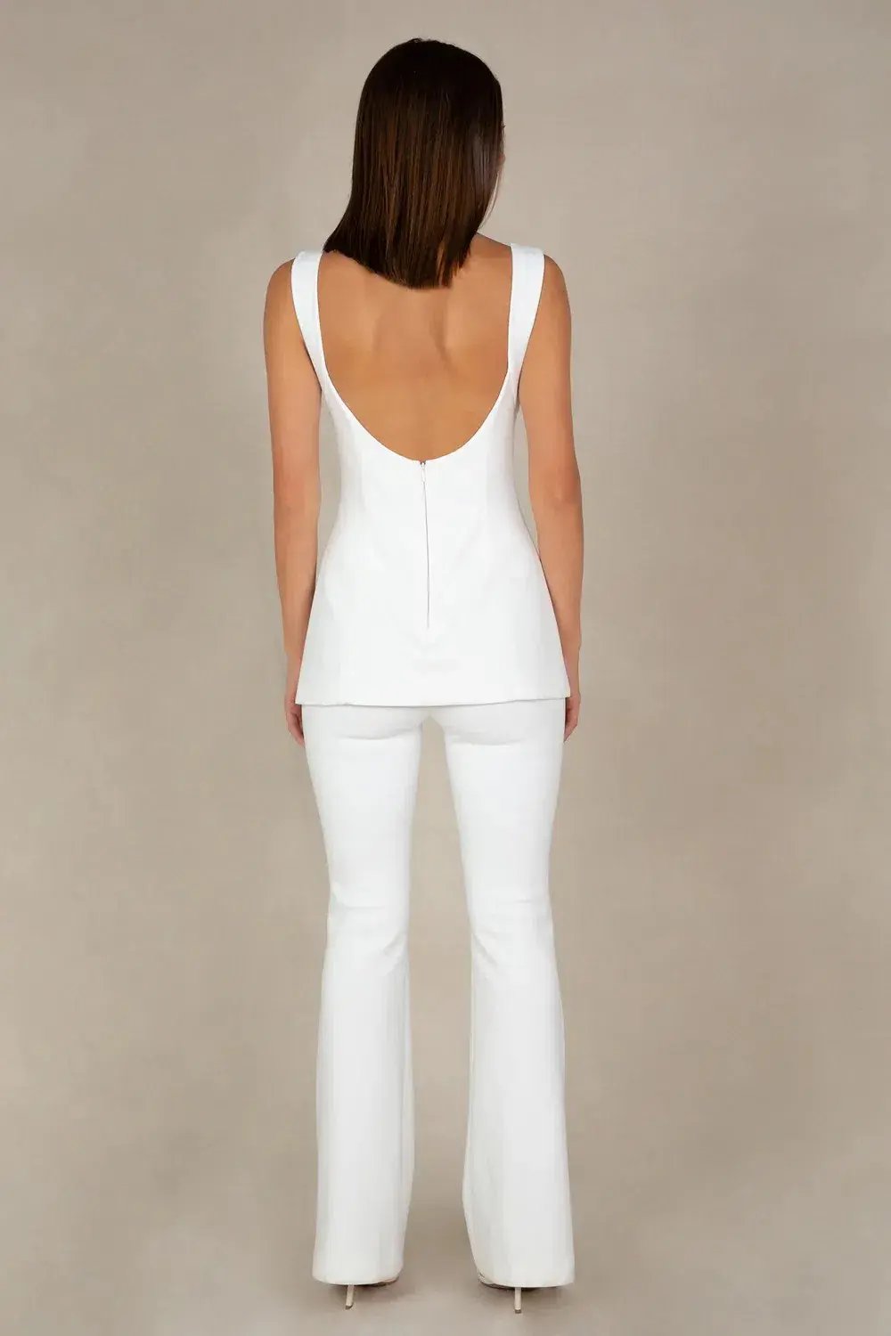 Misha Costanza Bonded Crepe Jumpsuit White Size 10/M photo 3