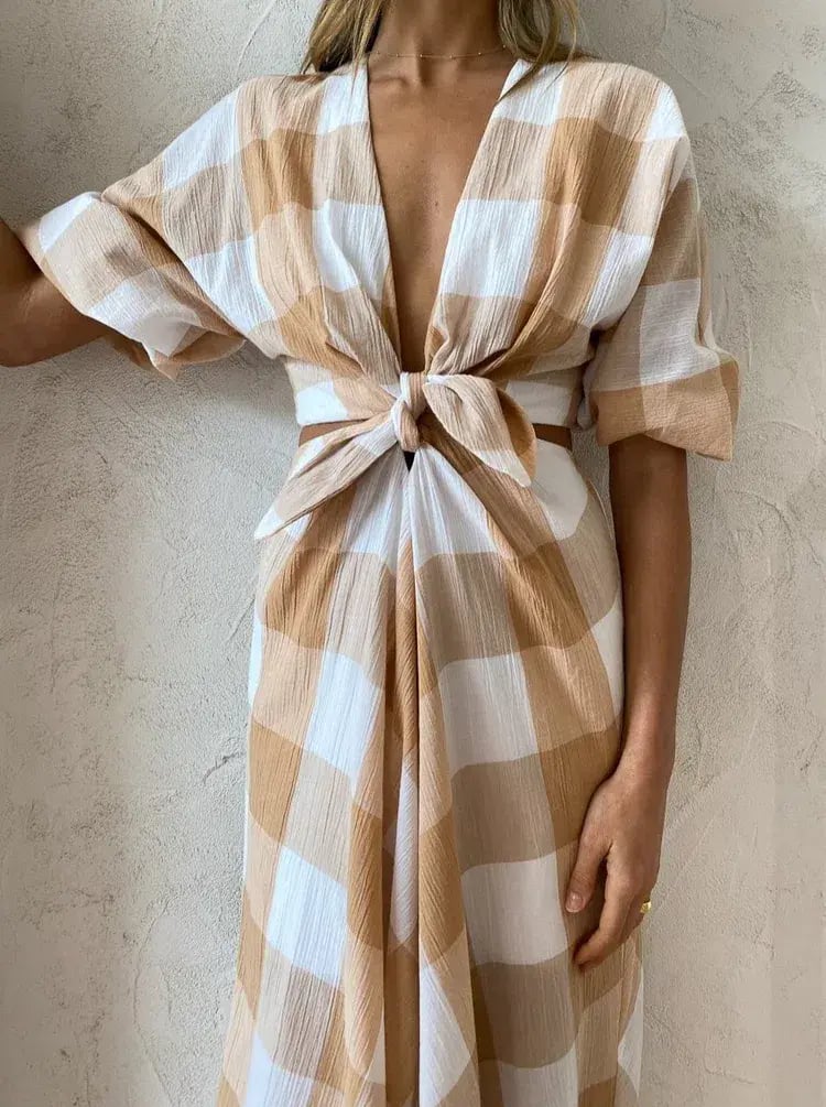 Significant Other Frida Dress In Caramel Check Print Size AU 6 photo 4